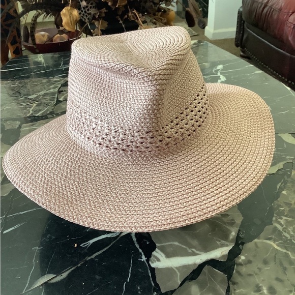 Eric javits blush straw squishee fedora packable sun hat one size - Picture 2 of 5